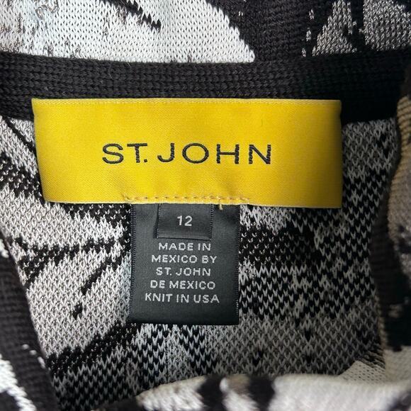 St. John sweater cardigan‎ size 12 floral buttons wool brown roll tab collar - Picture 14 of 15